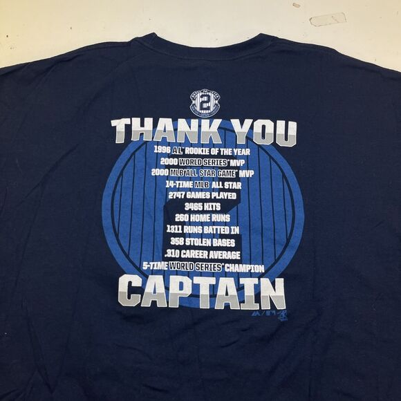 Derek Jeter MAJESTIC NEW YORK YANKEES MLB BASEBALL T SHIRT Mens XXL Captain - Picture 4 of 6